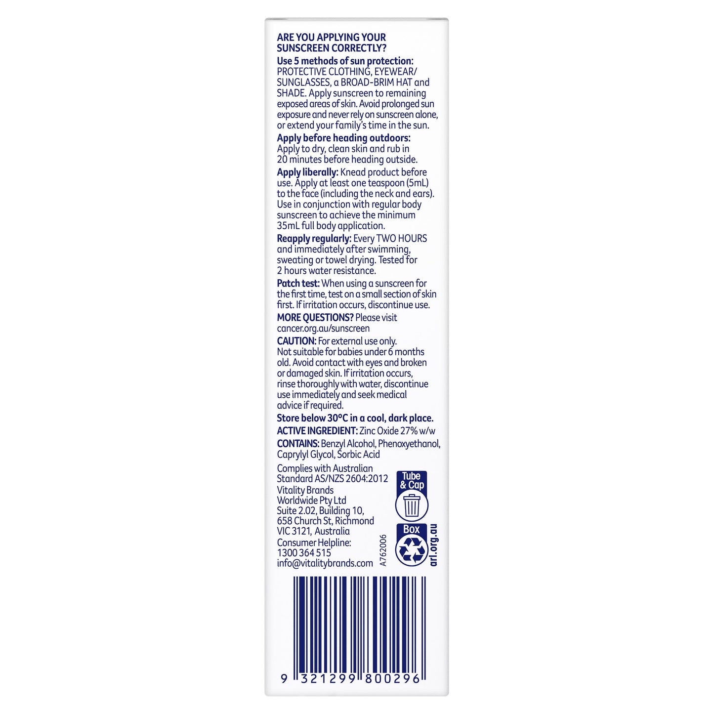 Cancer Council Mineral Zinc Oxide Face Day Wear SPF50 CC Medium Tint Cream 50g