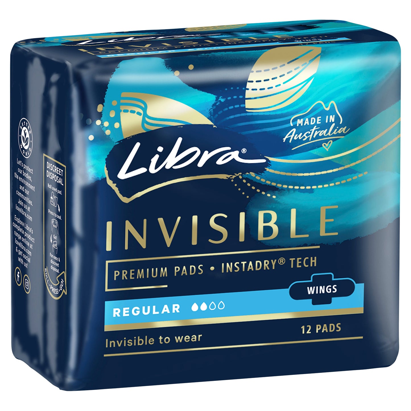 Libra Pads Invisible Body Fit with Wings Regular 12
