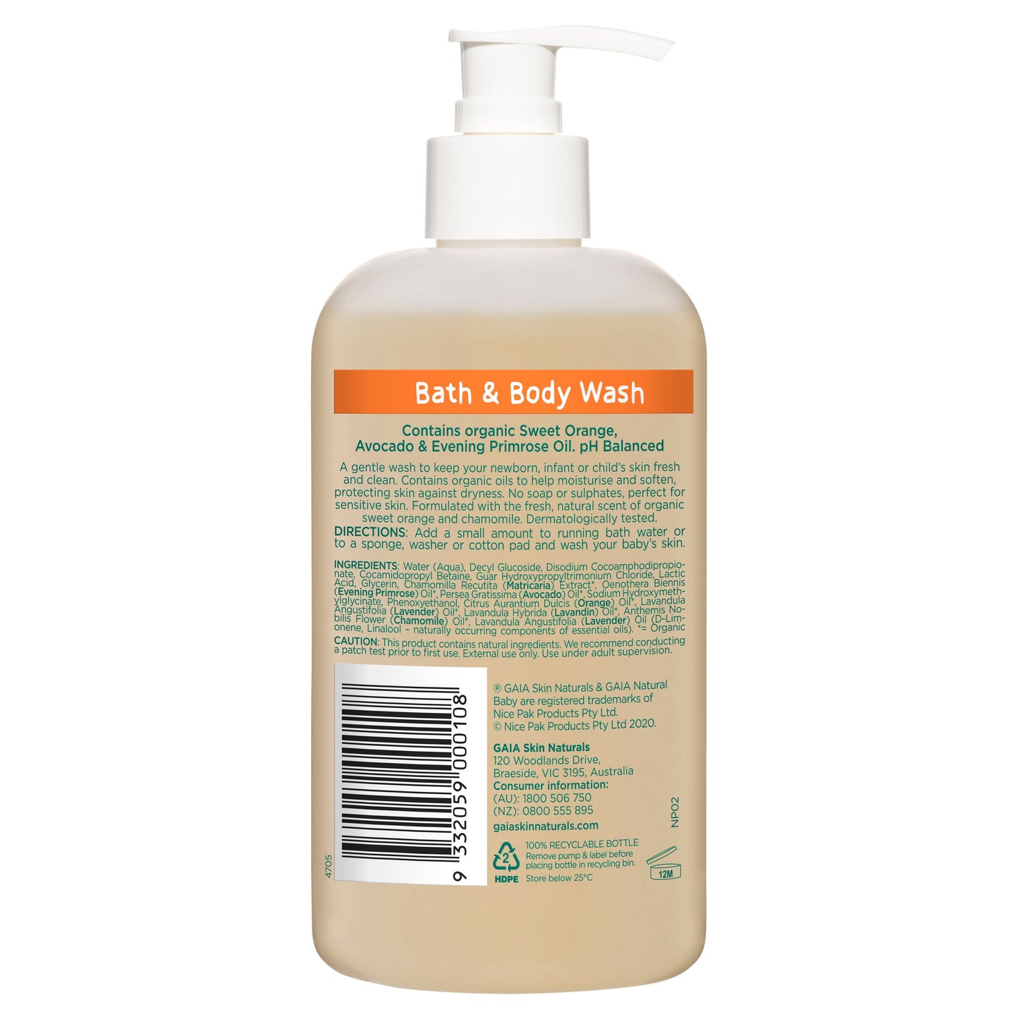 GAIA Baby Bath & Body Wash 500ml