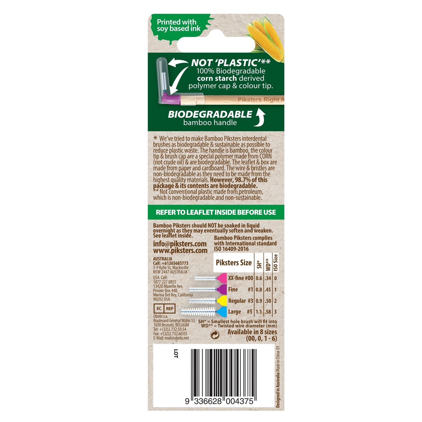 Piksters Bamboo Inter Brush Right Angle 6 Pack Size 1