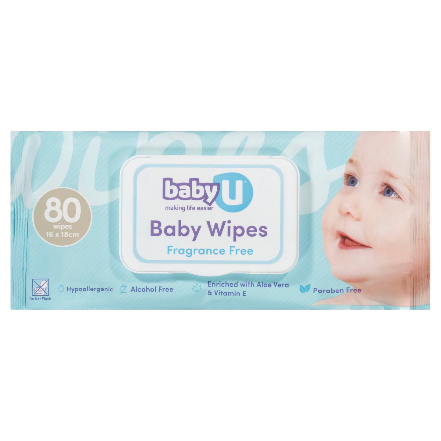 Baby U Baby Wipes Fragrance Free 80