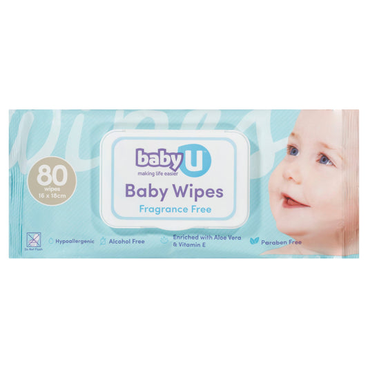 Baby U Baby Wipes Fragrance Free 80