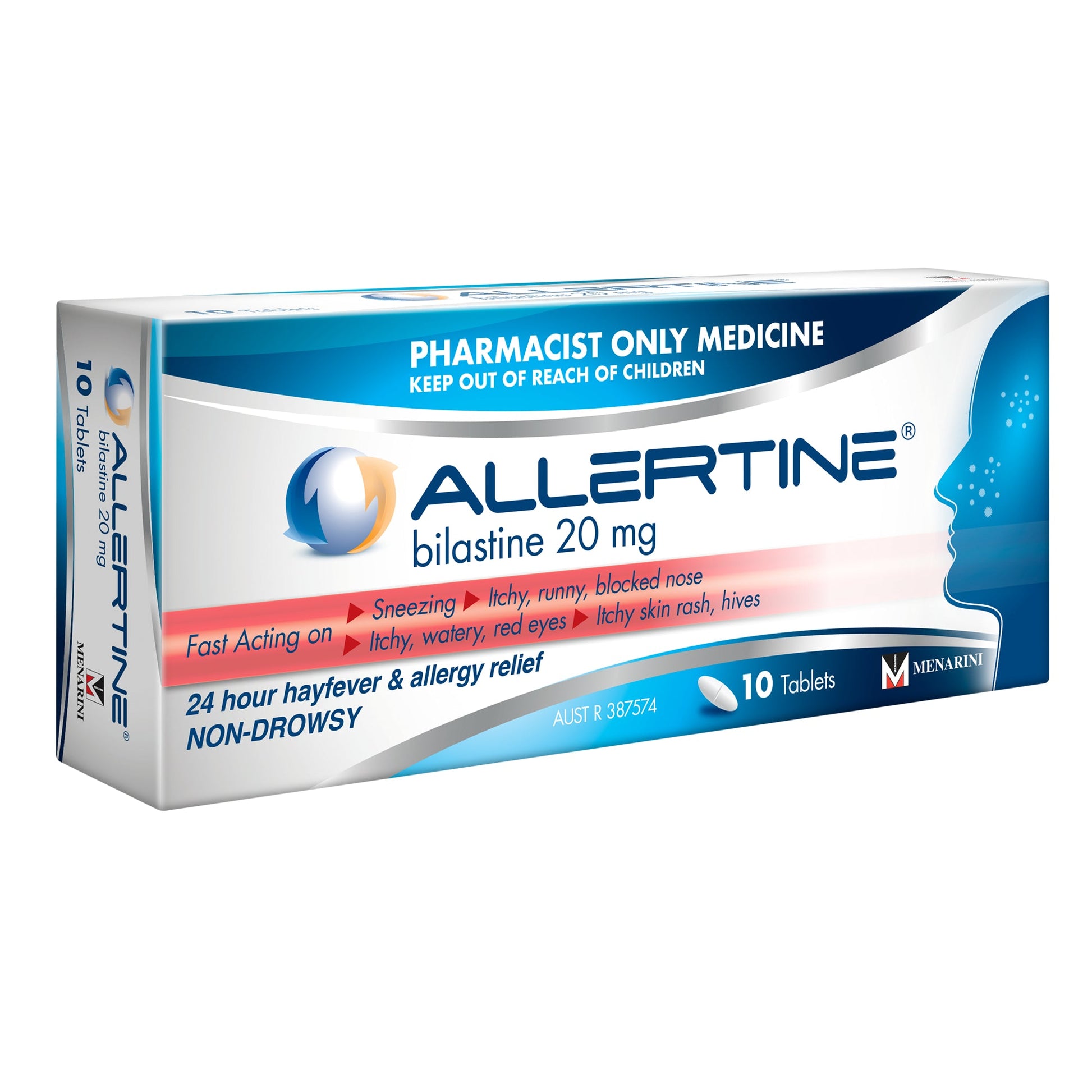 Allertine 20mg 24 Hour Hayfever & Allergy Relief 10 Tablets