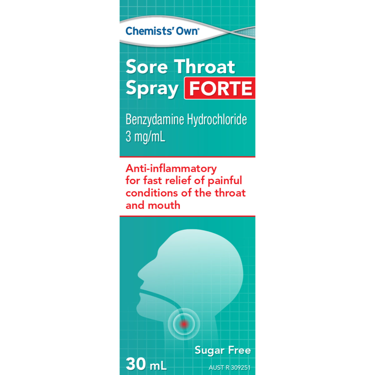 Chemists’ Own Sore Throat Spray Forte 30ml (Similar to Difflam)