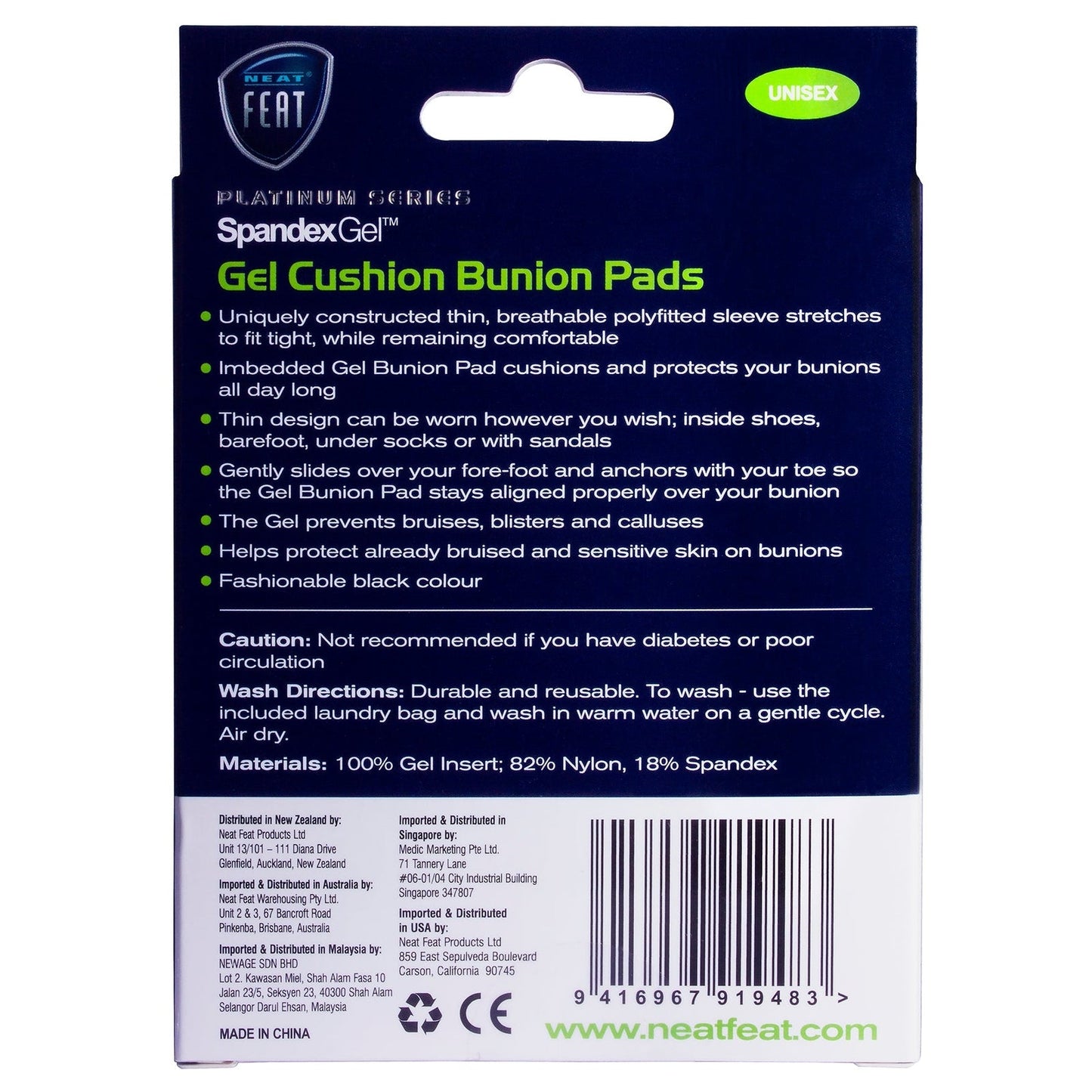 Neat Feat Spandex Gel Cushion Bunion Pads Medium