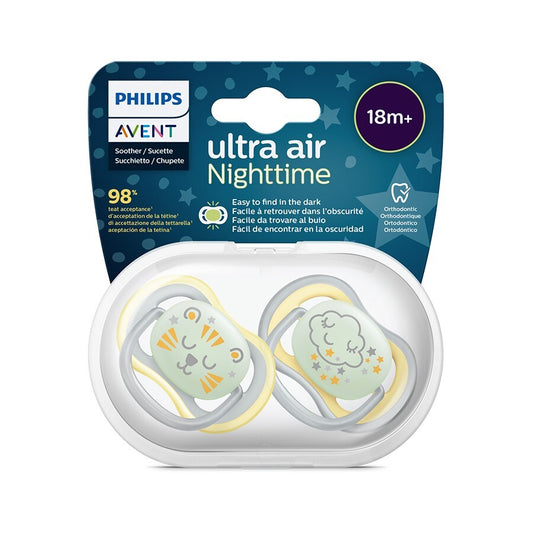 Avent Ultra Air Soother Nighttime Glow 18+ Months 2 Pack