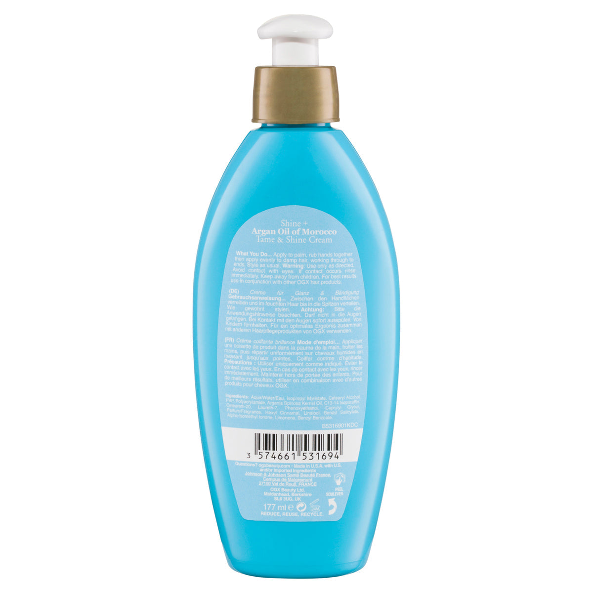 Ogx Flexible Control Shine + Hydrate Argan Oil Of Morocco Tame & Shine Cream For Frizzy Hair 177mL