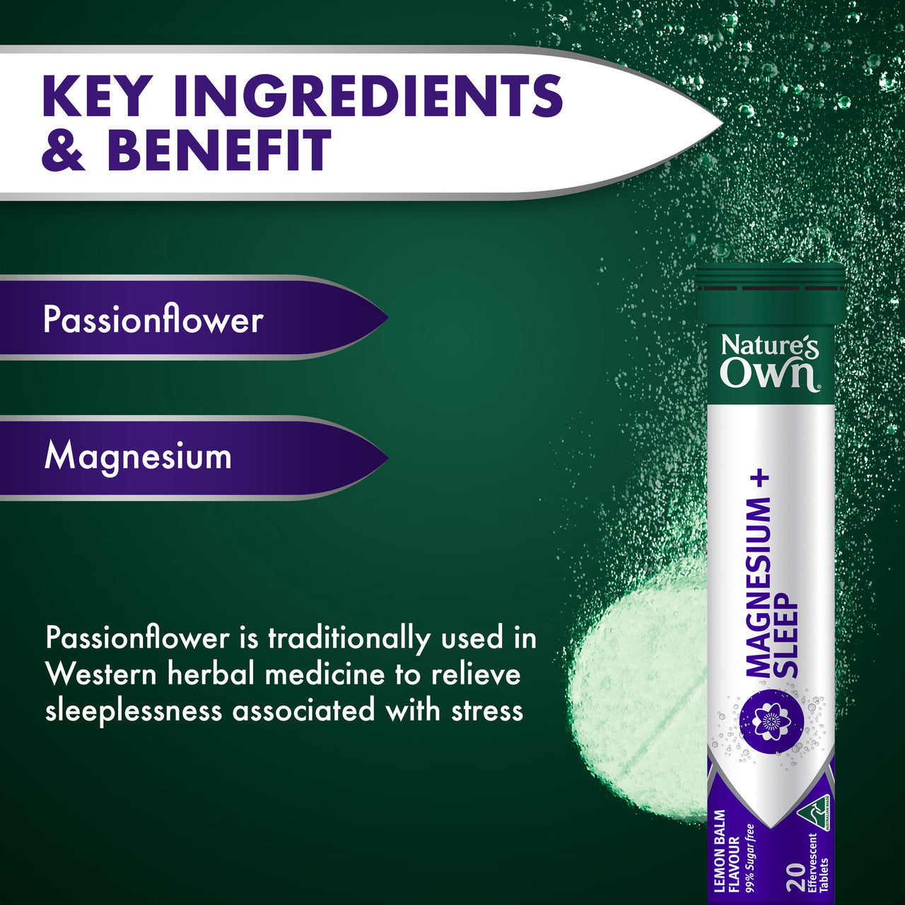 Nature's Own Magnesium + Sleep Effervescent with Passionflower 20 Tablets