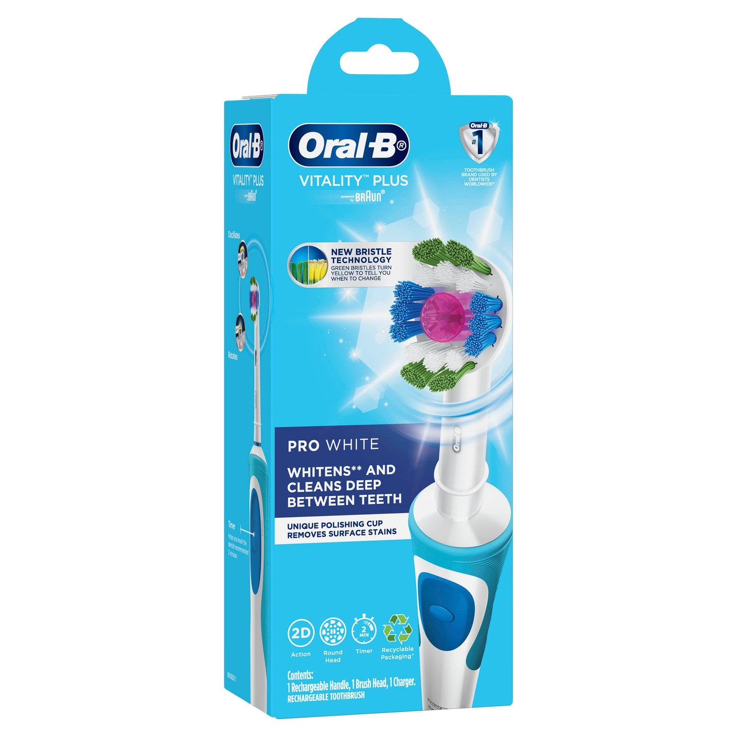 Oral-B Vitality Plus Pro White Electric Toothbrush With Charger