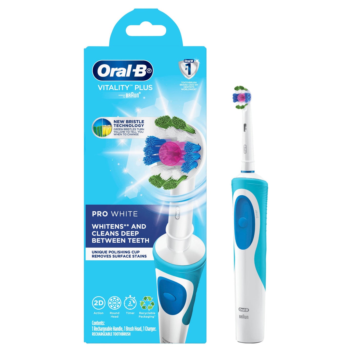Oral-B Vitality Plus Pro White Electric Toothbrush With Charger