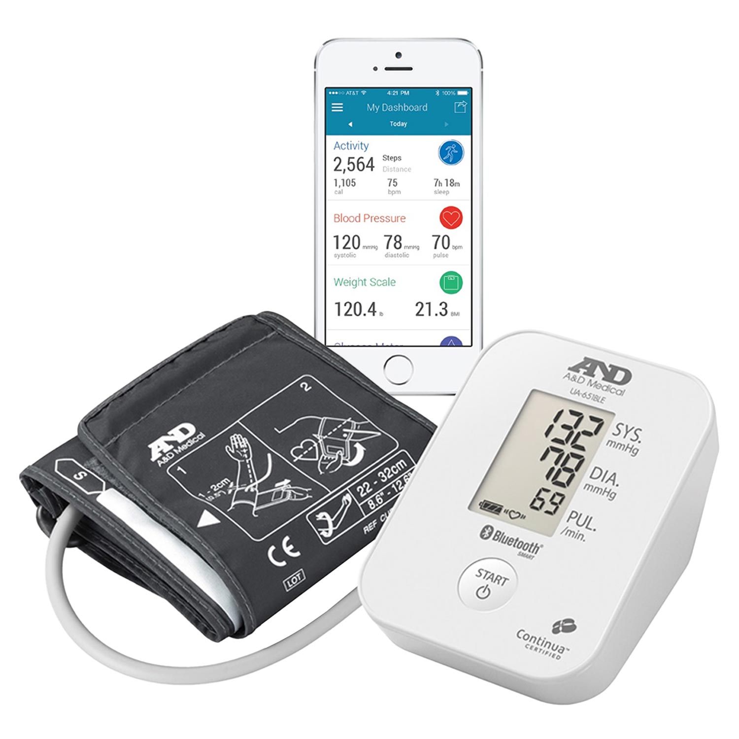 A&D Automatic Blood Pressure Monitor with Bluetooth