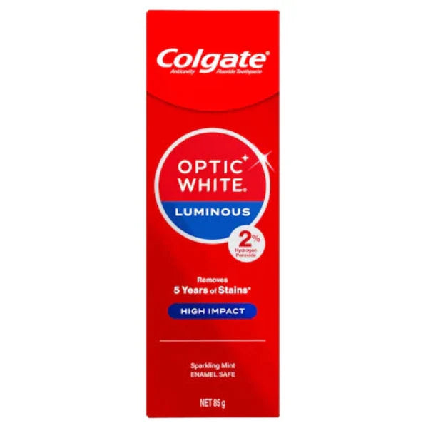Colgate Optic White High Impact White Glistening Mint Teeth Whitening Toothpaste with hydrogen peroxide 85g