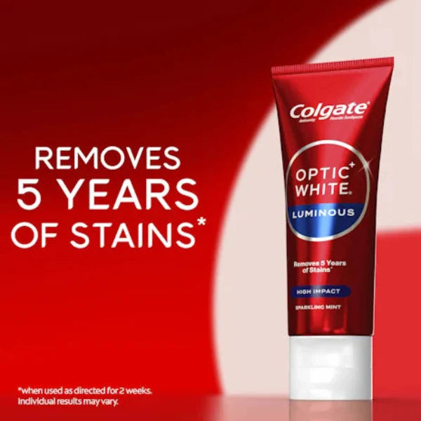 Colgate Optic White High Impact White Glistening Mint Teeth Whitening Toothpaste with hydrogen peroxide 85g