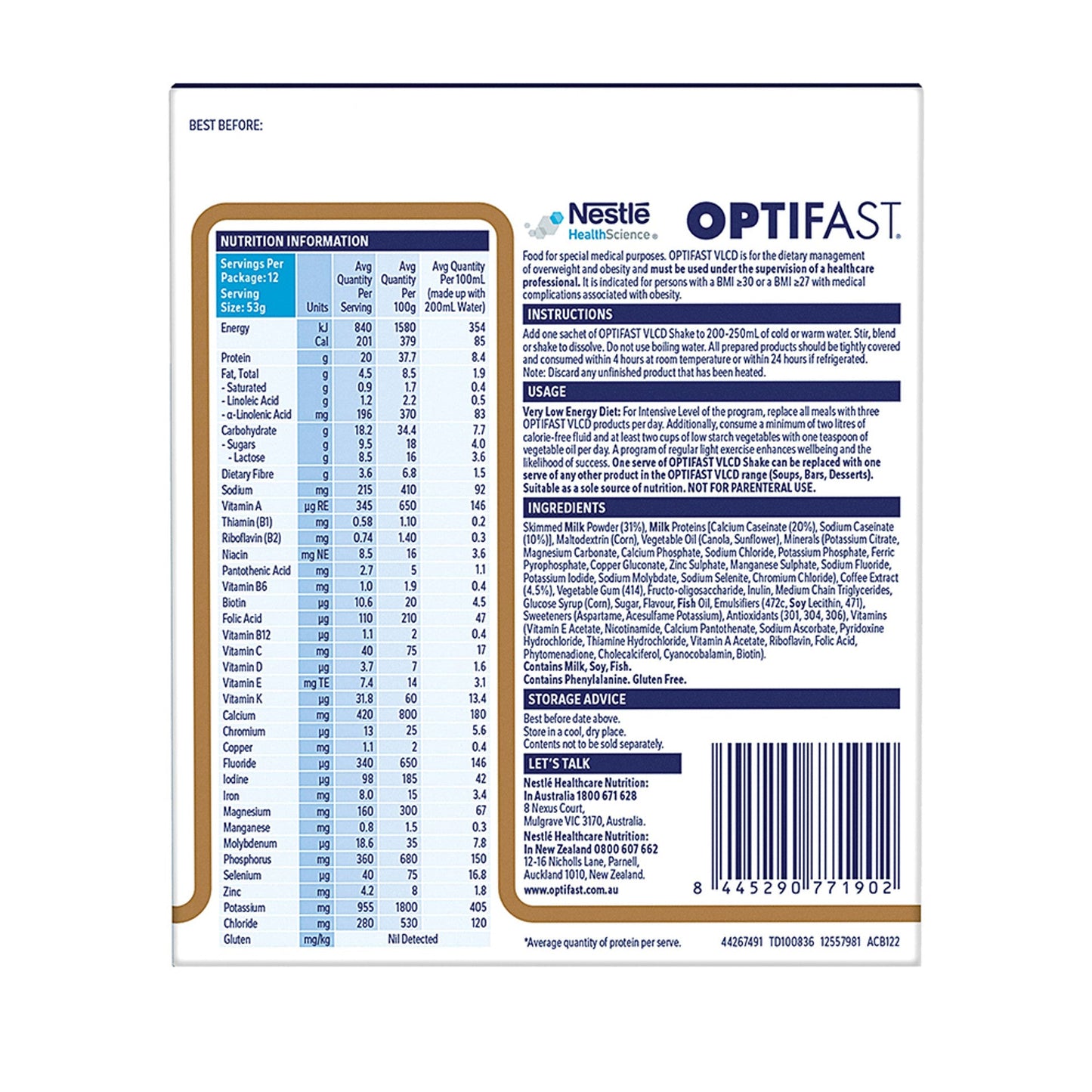 Optifast VLCD Shake Coffee 12 x 53g