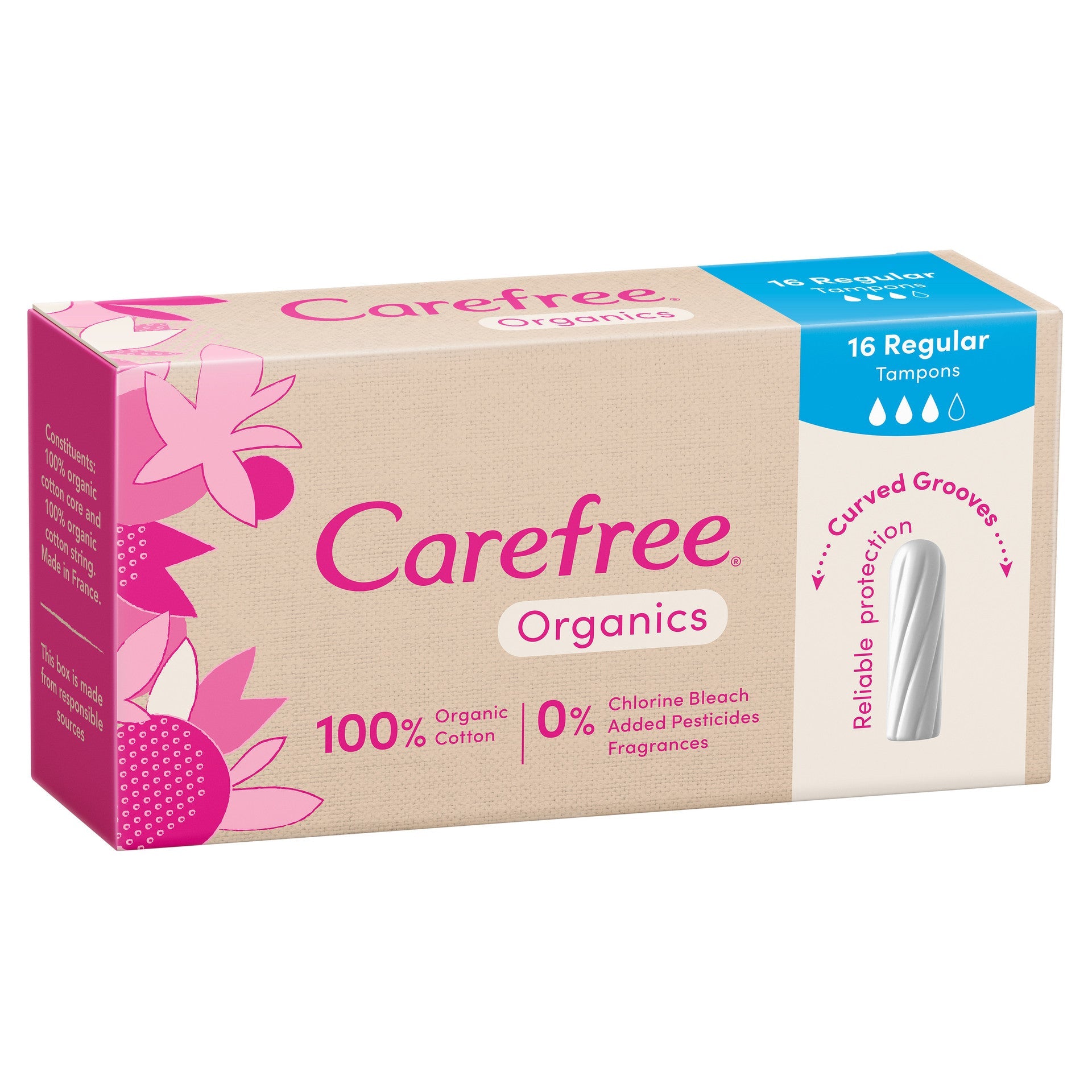 Carefree Organics Regular Tampons 16