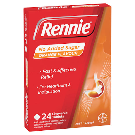 Rennie No Added Sugar Orange 24tab