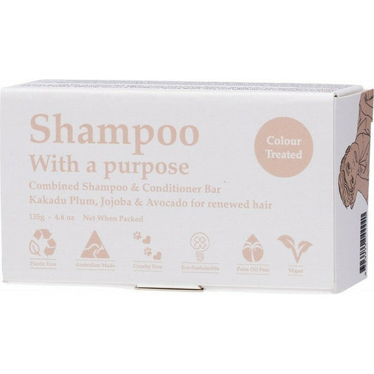 SHAMPOO WITH A PURPOSE Shampoo & Conditioner Bar Colour Treated Hair 135g