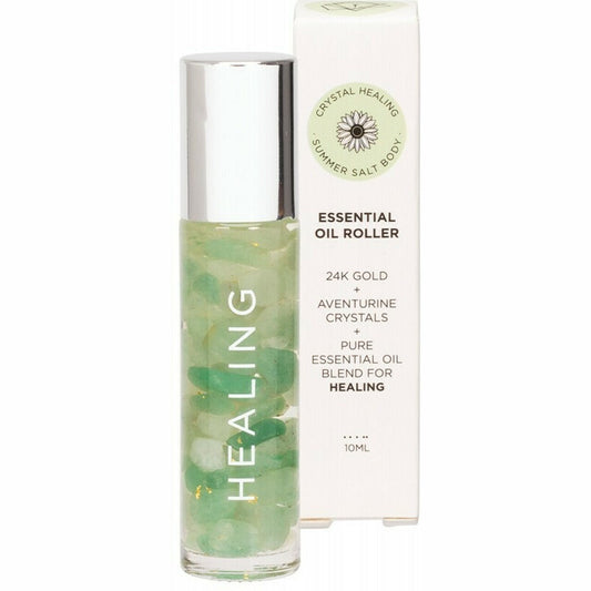 SUMMER SALT BODY Essential Oil Roller With 24K Gold Healing - Aventurine Crystals 10ml