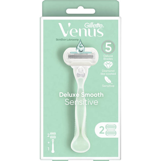 Gillette Venus Deluxe Smooth Sensitive Razor With 2 Razor Blades
