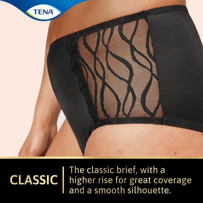 Tena Washable Absorbent Underwear Classic Black 12-14 1 Pack