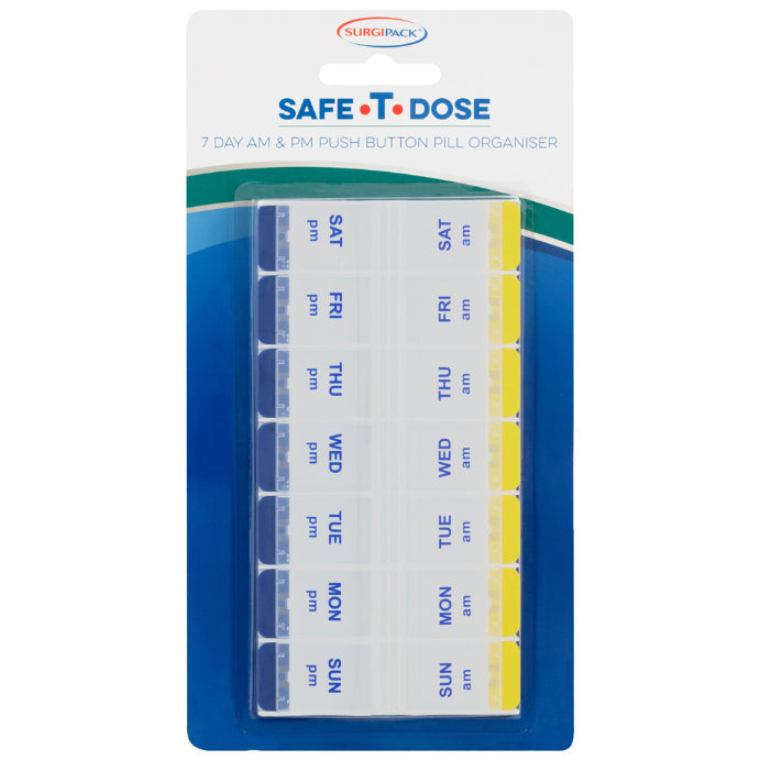 Surgipack Safe-t-dose Am/pm Pill Push Button Organiser 1 Each
