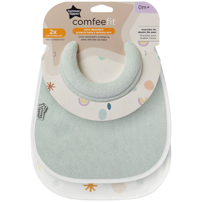 Tommee Tippee Milk Feeding Bibs Colours and Designs Vary 2 Pack