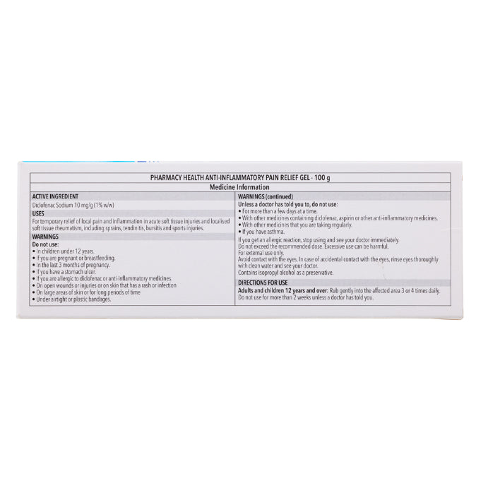 Pharmacy Health Anti-inflammatory Pain Relief Gel 100g