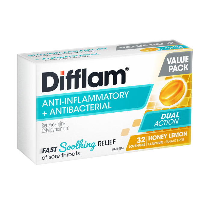 Difflam Anti-inflammatory + Antibacterial Honey Lemon 32 Lozenges