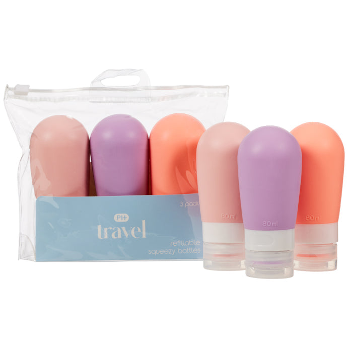 Pharmacy Health Refillable Silicone Bottles Medium 80ml 3 Pack