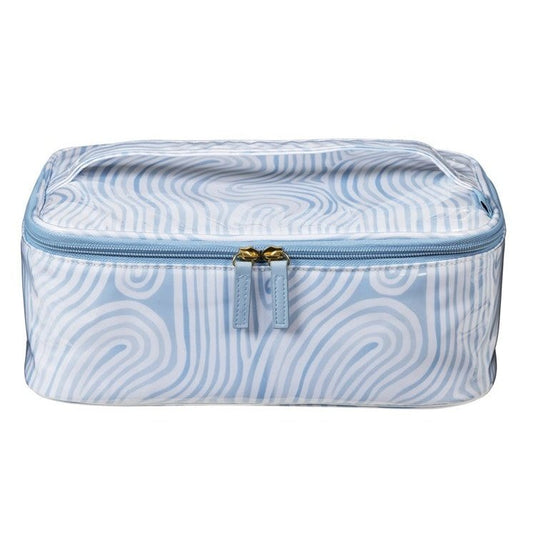 FEMME BEAUTE TRAIN CASE BLUE ABSTRACT