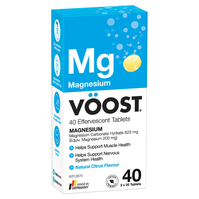 Vöost Mg Magnesium Natural Citrus Flavour 40 Effervescent Tablets
