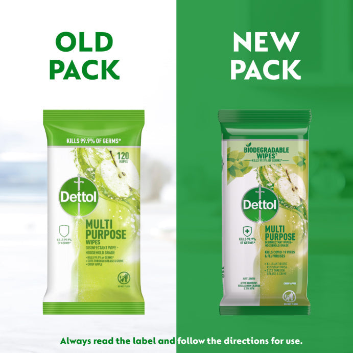 Dettol Multipurpose Disinfectant Wipes Crisp Apple 110 Pack