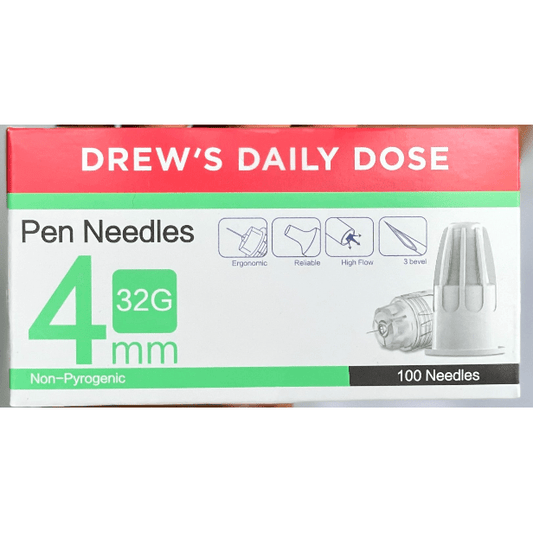 Drew's Daily Dose Pen Needles 32g 4mm 100 Needles