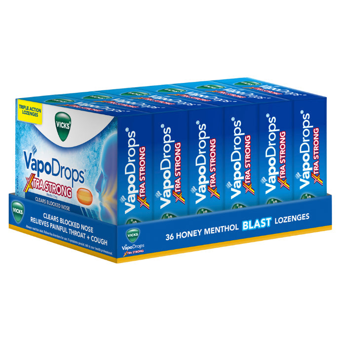 Vicks Vapodrops Xtra Strong Honey Menthol 36 Lozenges