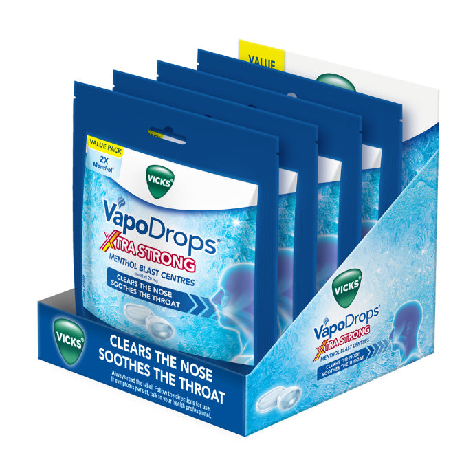 Vicks Vapodrops Xtra Strong Menthol Blast Centres 30 Lozenges