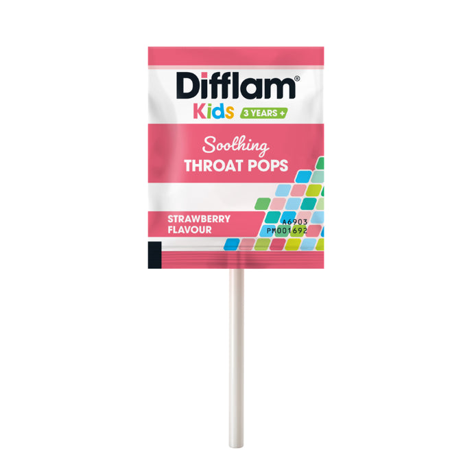Difflam Kids Throat Pops Strawberry 10 Lollipops