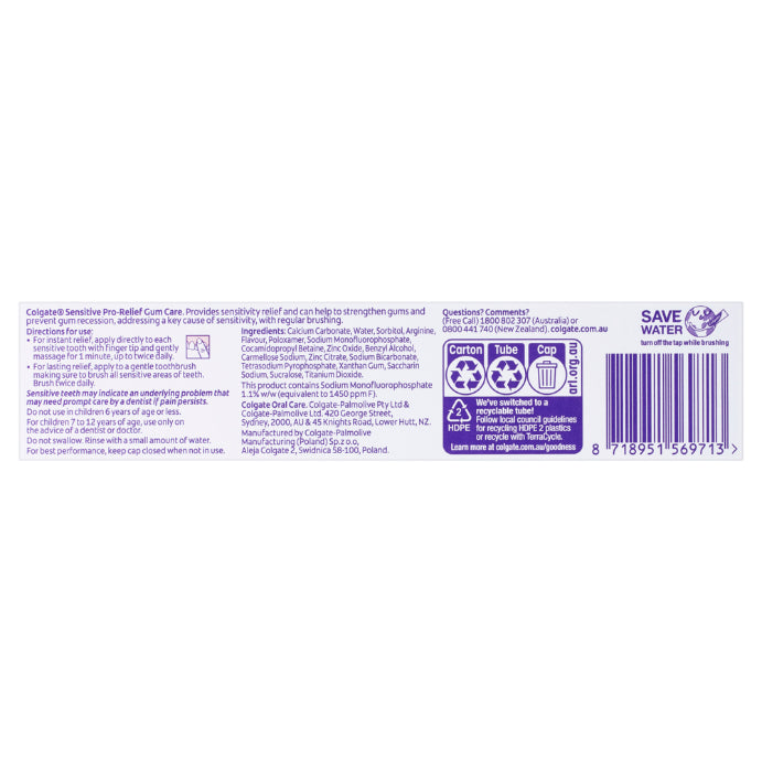 Colgate Sensitive Pro-relief Toothpaste Gum Care 110g