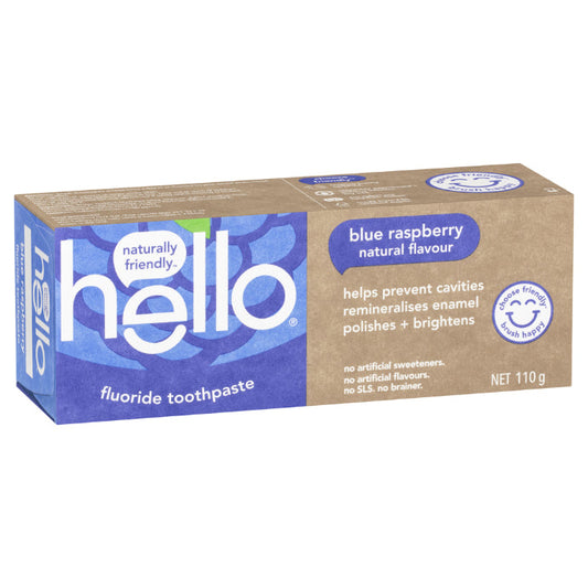 Hello Blue Raspberry Natural Flavour Fluoride Toothpaste 110g