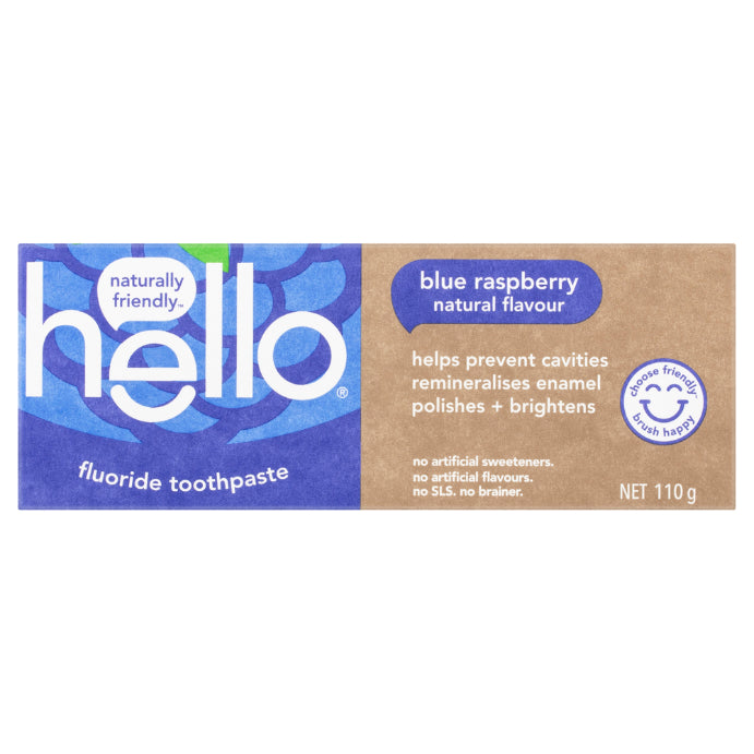 Hello Blue Raspberry Natural Flavour Fluoride Toothpaste 110g