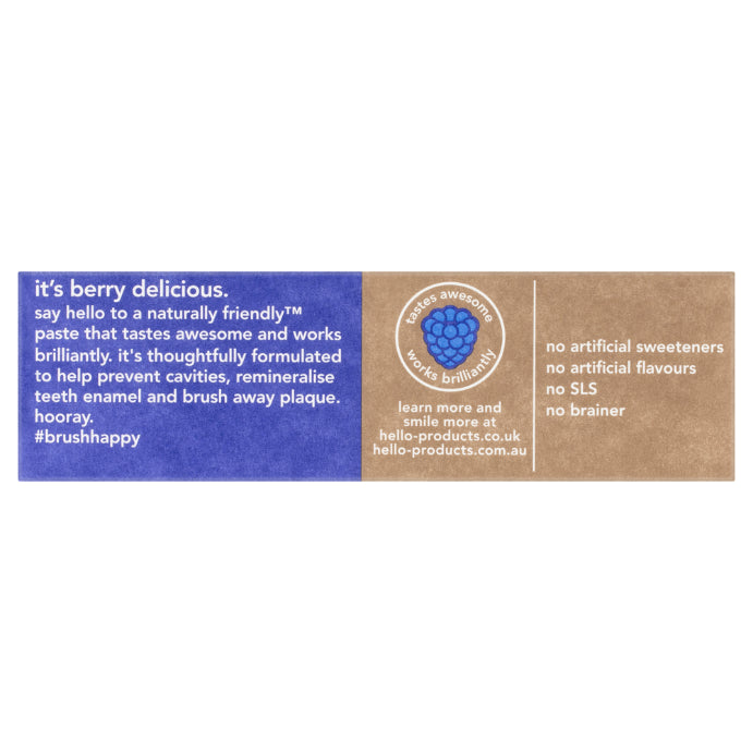 Hello Blue Raspberry Natural Flavour Fluoride Toothpaste 110g