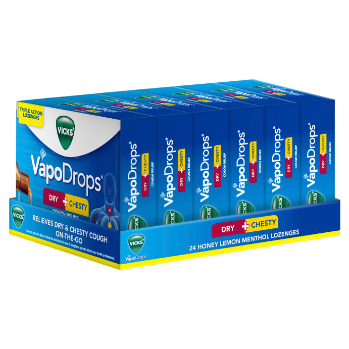 Vicks Vapodrops Dry + Chesty Cough Relief 24 Lozenges