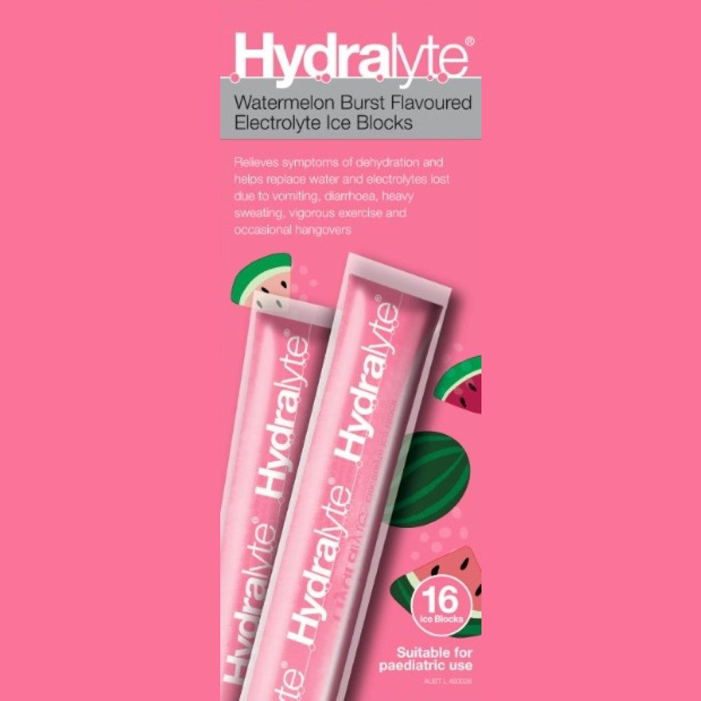 Hydralyte Ice Block Watermelon Burst 16pk