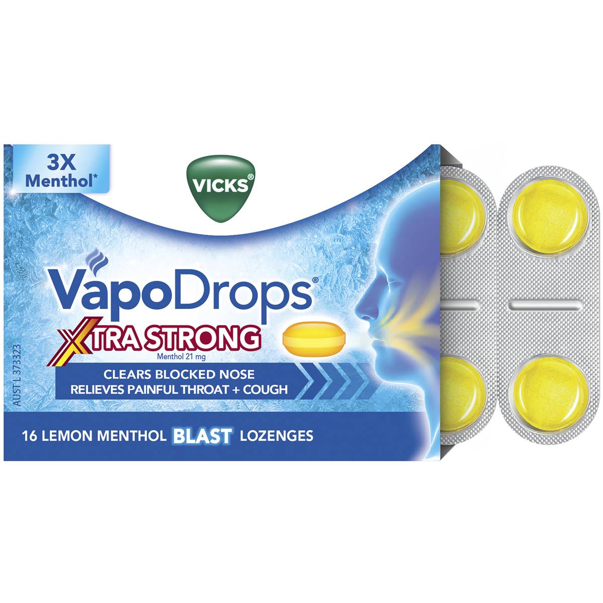 Vicks Vapodrops Xtra Strong Lemon Menthol Blast 16PK