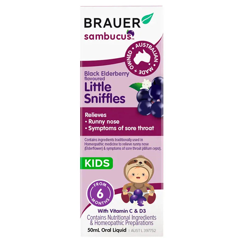 Brauer Sambucus Black Elderberry Kids Little Sniffles Oral Liquid 50ml