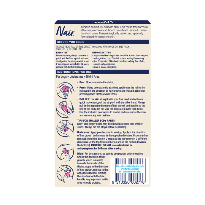 Nair Sensitive Large Wax Strips 40 Pack
