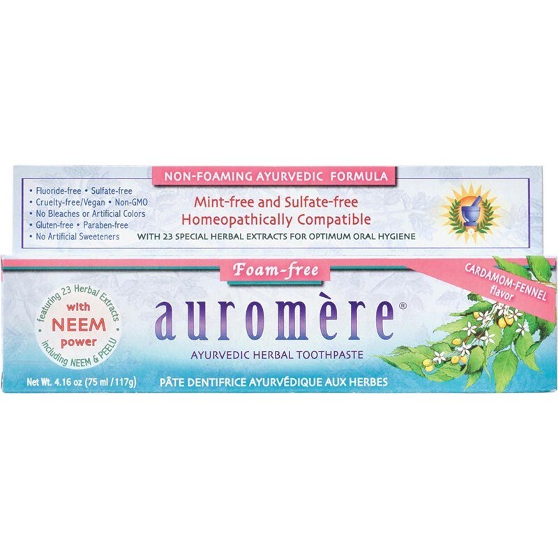 Auromere Toothpaste Ayurvedic Cardamom Fennel Fluoride Free 117g