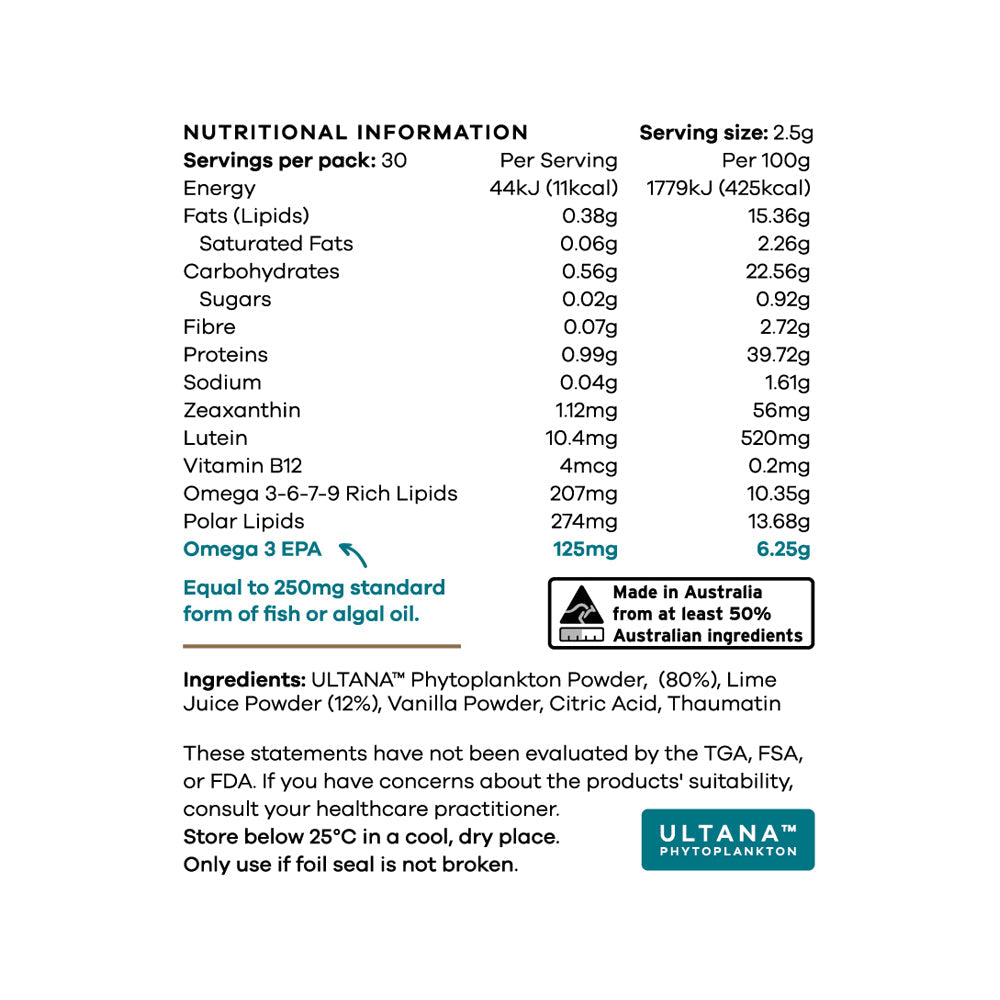 Phytality Phytoplankton Omega & Multi Lime & Vanilla Powder 75g