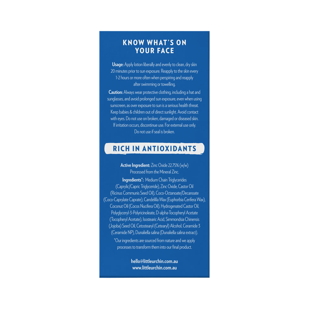 Little Urchin Face Natural Clear Zinc Sunscreen Spf 50+ Pump 50g