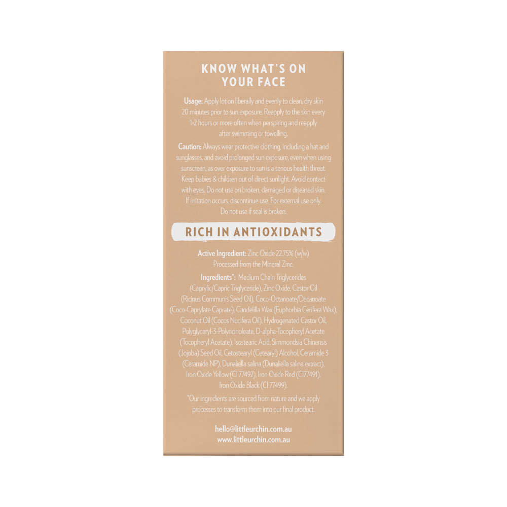 Little Urchin Face Light/medium Tint Natural Sunscreen Spf 50+ Pump 50g