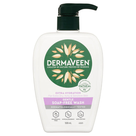 DermaVeen Extra Hydration Gentle Soap-Free Wash 500mL Pump